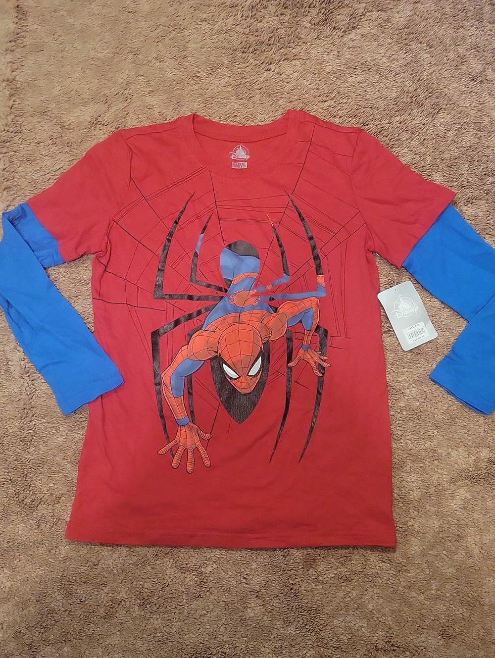 Marvel Red Long-Sleeve Spider-Man Layered-Look Tee with Blue Sleeves